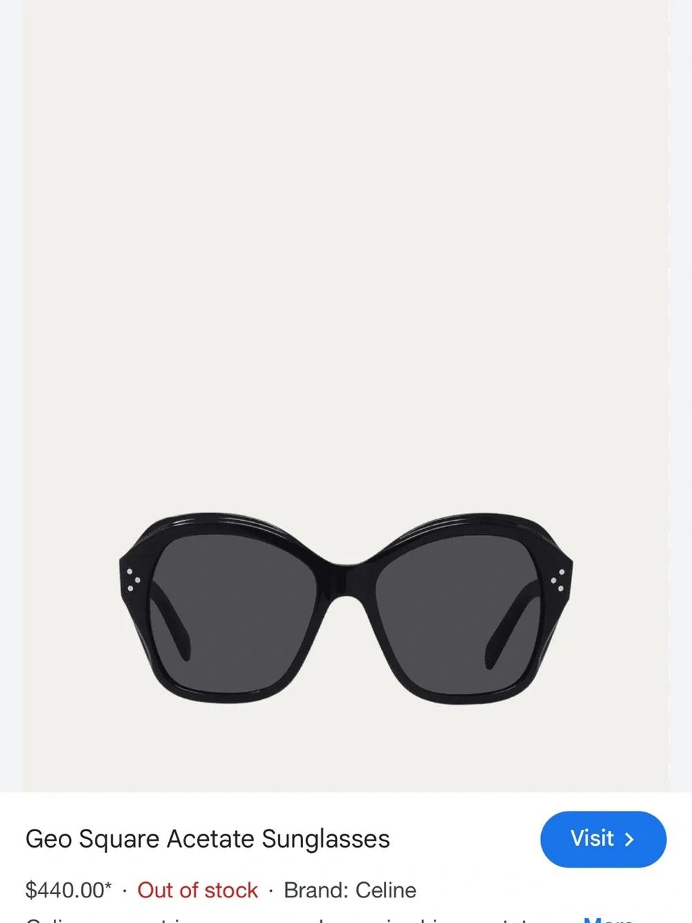 Celine Oversized Black Sunglasses with Dark Gray Lenses